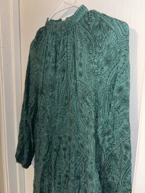 a new day Teal Paisley Smocked-Neck Blouse